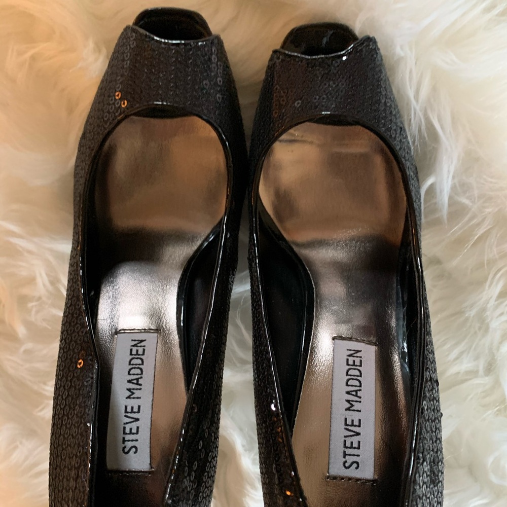Steve Madden Black Sequence Stilettos
